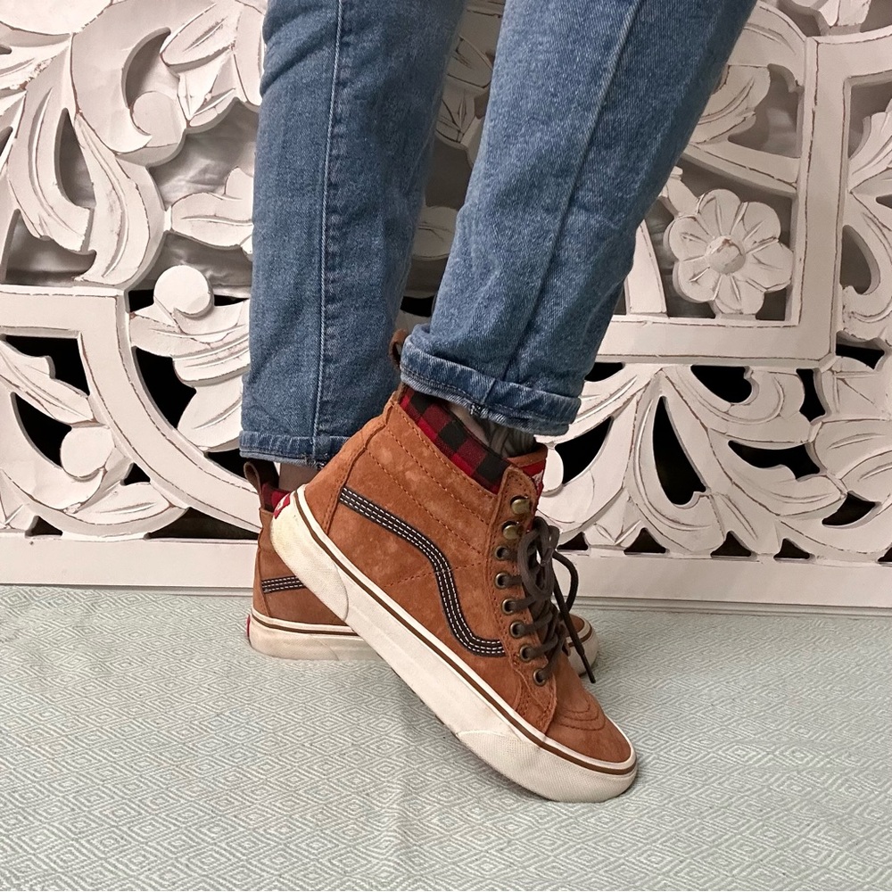 Vans Brown and White High-Top Sneakers